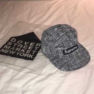 Supreme Black and White Boucle Baseball Cap NEW